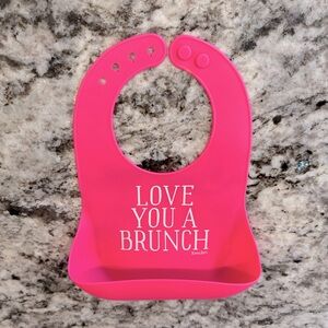 Bella Tunno “love you a brunch!”  hot pink silicone bib